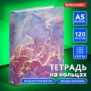 Тетрадь на кольцах А5 (175х215 мм), 120 листов, твердый картон, клетка, с разделителями, Brauberg, Marble, 404086 Тетрадь на кольцах А5 (175х215 мм), 120 листов, твердый картон, клетка, с разделителями, Brauberg, Marble, 404086