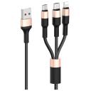 Кабель hoco. X26 Xpress USB - microUSB/USB Type-C/Lightning, длина 1 м, 1 шт., черный/золотистый Кабель hoco. X26 Xpress USB - microUSB/USB Type-C/Lightning, длина 1 м, 1 шт., черный/золотистый