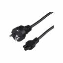 Сетевой шнур предназначен для подключения к сети переменного тока (AC) с напряжением 220 B портативных компьютеров, ноутбуков, проекторов и других устройств, имеющих штыревой разъем типа C6. С одной стороны шнур (IEC cord) оснащен неразборной литой вилкой европейского стандарта с заземляющим контактом, с другой – литым трехконтактным гнездовым разъемом типа C5 и трехжильным проводом с сечением жил 0,75 мм?.Многопроволочные жилы заключены в эластичную двойную изоляцию из ПВХ, что делает шнур максимально гибким, а также увеличивает срок эксплуатации. Сетевой шнур предназначен для подключения к сети переменного тока (AC) с напряжением 220 B портативных компьютеров, ноутбуков, проекторов и других устройств, имеющих штыревой разъем типа C6. С одной стороны шнур (IEC cord) оснащен неразборной литой вилкой европейского стандарта с заземляющим контактом, с другой – литым трехконтактным гнездовым разъемом типа C5 и трехжильным проводом с сечением жил 0,75 мм?.Многопроволочные жилы заключены в эластичную двойную изоляцию из ПВХ, что делает шнур максимально гибким, а также увеличивает срок эксплуатации.