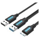 Vention Кабель USB 3.0 AM / micro B / USB 2.0, для HDD и SSD с кабелем дополнительного питания, 1 метр , арт. CQPBF Vention Кабель USB 3.0 AM / micro B / USB 2.0, для HDD и SSD с кабелем дополнительного питания, 1 метр , арт. CQPBF