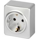 Розетка накладная с заземлением и шторками (алюминий) ЭРА 11-2203-03 Розетка накладная с заземлением и шторками (алюминий) ЭРА 11-2203-03