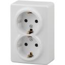 Розетка накладная двойная с заземлением (белый) ЭРА 11-2205-01 Розетка накладная двойная с заземлением (белый) ЭРА 11-2205-01