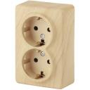 Розетка накладная двойная с заземлением и шторками (сосна) ЭРА 11-2206-11 Розетка накладная двойная с заземлением и шторками (сосна) ЭРА 11-2206-11