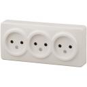Розетка накладная тройная без заземления (слоновая кость) ЭРА 11-2207-02 Розетка накладная тройная без заземления (слоновая кость) ЭРА 11-2207-02