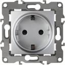 Розетка встраиваемая с заземлением и шторками (алюминий) ЭРА 12-2102-03 Розетка встраиваемая с заземлением и шторками (алюминий) ЭРА 12-2102-03