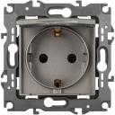 Розетка встраиваемая с заземлением, шторками и крышкой (титан) ЭРА 12-2103-16 Розетка встраиваемая с заземлением, шторками и крышкой (титан) ЭРА 12-2103-16