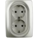 Розетка встраиваемая двойная с заземлением и шторками (перламутровый) ЭРА 12-2108-15 Розетка встраиваемая двойная с заземлением и шторками (перламутровый) ЭРА 12-2108-15