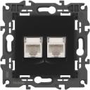 Розетка встраиваемая двойная Ethernet RJ-45 (антрацит) ЭРА 14-3108-05 Розетка встраиваемая двойная Ethernet RJ-45 (антрацит) ЭРА 14-3108-05