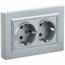 BRITE Розетка 2-местная с заземлением с защитными шторками 16А в сборе РСш12-3-БрС сталь IEK, цена за 1 шт BRITE Розетка 2-местная с заземлением с защитными шторками 16А в сборе РСш12-3-БрС сталь IEK, цена за 1 шт