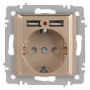 6-410-04 Розетка Intro Accent 6-410-04 , P+E Schuko со шторками, 16А-250В + 2хUSB, IP20, СУ, шампань, цена за 1 шт 6-410-04 Розетка Intro Accent 6-410-04 , P+E Schuko со шторками, 16А-250В + 2хUSB, IP20, СУ, шампань, цена за 1 шт