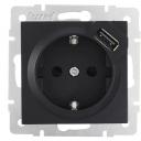 Розетка USB двойная встраиваемая Lezard Vesna 742-4288-181 с заземлением цвет черный Розетка USB двойная встраиваемая Lezard Vesna 742-4288-181 с заземлением цвет черный