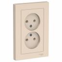 Розетка ATLASDESIGN двойная без заземления 16А в сборе бежевый Systeme (Schneider) (ATN000220), цена за 1 шт Розетка ATLASDESIGN двойная без заземления 16А в сборе бежевый Systeme (Schneider) (ATN000220), цена за 1 шт