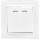 Выключатель 2-клавишный Минск 10А с индикатором, белый Выключатель 2-клавишный Минск 10А с индикатором, белый