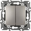 Выключатель встраиваемый двухклавишный (титан) ЭРА 12-1104-16 Выключатель встраиваемый двухклавишный (титан) ЭРА 12-1104-16