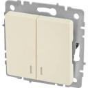 Выключатель встраиваемый IEK Brite 2 клавиши с индикатором цвет бежевый Выключатель встраиваемый IEK Brite 2 клавиши с индикатором цвет бежевый