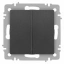 6-104-07 Выключатель Intro Accent 6-104-07 двойной, 10А-250В, IP20, СУ, AL/CU, графит, цена за 1 шт 6-104-07 Выключатель Intro Accent 6-104-07 двойной, 10А-250В, IP20, СУ, AL/CU, графит, цена за 1 шт