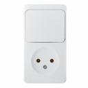 Блок выключатель и розетка Systeme Electric Этюд одноклавишный накладной белый (BPA16-204B) Блок выключатель и розетка Systeme Electric Этюд одноклавишный накладной белый (BPA16-204B)