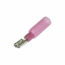 Клемма ножевая изолированная предназначена для быстрого соединения проводников, клеммников и винтовых терминалов, а также для соединения кабелей одинаковых или разных разъёмов между собой. Такие клеммы для быстрого соединения служат для обеспечения разборного качественного контактного соединения проводников с различным сечением. Сами ножевые клеммы могут быть медными, бронзовыми или лужеными, а также могут выпускаться с изоляционной манжетой или гильзой. Материал изоляции – самозатухающий поливинилхлорид (ПВХ). Возможные варианты цветности изоляционных гильз наконечников – красный, синий, желтый. Клемма ножевая изолированная предназначена для быстрого соединения проводников, клеммников и винтовых терминалов, а также для соединения кабелей одинаковых или разных разъёмов между собой. Такие клеммы для быстрого соединения служат для обеспечения разборного качественного контактного соединения проводников с различным сечением. Сами ножевые клеммы могут быть медными, бронзовыми или лужеными, а также могут выпускаться с изоляционной манжетой или гильзой. Материал изоляции – самозатухающий поливинилхлорид (ПВХ). Возможные варианты цветности изоляционных гильз наконечников – красный, синий, желтый.