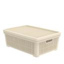 Корзина плетёная Альт-Пласт для хранения с крышкой «Лён» 35л. Слоновая кость Корзина плетёная Альт-Пласт для хранения с крышкой «Лён» 35л. Слоновая кость