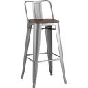 Стул барный Stool Group TOLIX WOOD со спинкой серебристый матовый УТ000000696 Стул барный Stool Group TOLIX WOOD со спинкой серебристый матовый УТ000000696