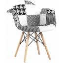 Кресло Stool Group Eames в стиле пэчворк черно-белое, ножки массив бука Кресло Stool Group Eames в стиле пэчворк черно-белое, ножки массив бука