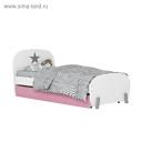 Кровать детская Polini kids Mirum 1915 c ящиком, белая, розовая Кровать детская Polini kids Mirum 1915 c ящиком, белая, розовая