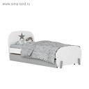 Кровать детская Polini kids Mirum 1915 c ящиком, белая, с, серая Кровать детская Polini kids Mirum 1915 c ящиком, белая, с, серая
