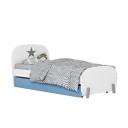 Кровать детская Polini kids Mirum 1915 c ящиком, белая, голубая Кровать детская Polini kids Mirum 1915 c ящиком, белая, голубая
