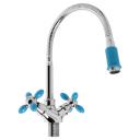 Смеситель для кухни Accoona A4882M, двухвентильный, с гибким изливом, бирюза/хром Смеситель для кухни Accoona A4882M, двухвентильный, с гибким изливом, бирюза/хром