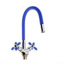 Смеситель для кухни Accoona A4882M-1, двухвентильный, с гибким изливом, синий Смеситель для кухни Accoona A4882M-1, двухвентильный, с гибким изливом, синий