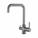 Однорычажный смеситель BELZ для кухонной мойки или раковины с высоким поворотным изливом на 360 градусов, встроенным подключением к фильтру и крепежом типа гайка, изготовлен из высококачественной латуни по технологии литья в песчаную форму, что обеспечивает прочность корпуса и долговечную эксплуатацию. Смеситель кухонный для использования с фильтром питьевой воды имеет отдельный рычаг для подачи фильтрованной воды. Вращающийся излив оснащен инновационным аэратором, который наполняет струю воздухом, благодаря чему обеспечивается существенная экономия воды, легкая мойка посуды и практически полное отсутствие брызг. Пластиковая сеточка, которая установлена на аэраторе, существенно понижает уровень шума. Она защищена от налёта извести, а если сетка засорилась, то её легко почистить. Керамический картридж d 35 мм обеспечивает точную настройку температуры и напора воды. Эксплуатационный ресурс картриджа составляет более 150 тысяч циклов. Смеситель представлен в цвете сталь, что, несомненно, подчеркнёт индивидуальность Вашей кухни. Смеситель монтируется на одно отверстие с помощью усиленной гайки. Универсально подходит для установки на борт мойки, раковины из нержавеющей стали и искусственного камня любых размеров и форм, столешницу или умывальник и прекрасно заменит смеситель с гибким изливом или выдвижной лейкой. Однорычажный смеситель BELZ для кухонной мойки или раковины с высоким поворотным изливом на 360 градусов, встроенным подключением к фильтру и крепежом типа гайка, изготовлен из высококачественной латуни по технологии литья в песчаную форму, что обеспечивает прочность корпуса и долговечную эксплуатацию. Смеситель кухонный для использования с фильтром питьевой воды имеет отдельный рычаг для подачи фильтрованной воды. Вращающийся излив оснащен инновационным аэратором, который наполняет струю воздухом, благодаря чему обеспечивается существенная экономия воды, легкая мойка посуды и практически полное отсутствие брызг. Пластиковая сеточка, которая установлена на аэраторе, существенно понижает уровень шума. Она защищена от налёта извести, а если сетка засорилась, то её легко почистить. Керамический картридж d 35 мм обеспечивает точную настройку температуры и напора воды. Эксплуатационный ресурс картриджа составляет более 150 тысяч циклов. Смеситель представлен в цвете сталь, что, несомненно, подчеркнёт индивидуальность Вашей кухни. Смеситель монтируется на одно отверстие с помощью усиленной гайки. Универсально подходит для установки на борт мойки, раковины из нержавеющей стали и искусственного камня любых размеров и форм, столешницу или умывальник и прекрасно заменит смеситель с гибким изливом или выдвижной лейкой.