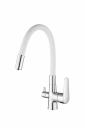 Смеситель для кухни ESKO Coral CL 03 W, хром, белый, с гибким изливом Смеситель для кухни ESKO Coral CL 03 W, хром, белый, с гибким изливом