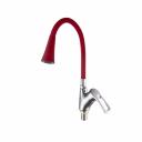 Смеситель для кухни Fashun A4466+A7358 с гибким изливом, хром, красный Смеситель для кухни Fashun A4466+A7358 с гибким изливом, хром, красный