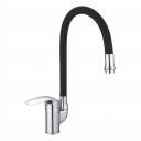 Смеситель для кухни с гибким изливом Shevanik S5543-3, хром/черный Смеситель для кухни с гибким изливом Shevanik S5543-3, хром/черный