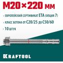 Клиновой анкер KRAFTOOL 302184-20-220 Клиновой анкер KRAFTOOL 302184-20-220