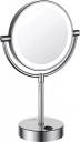 Косметическое зеркало Wasserkraft K-1005 с подсветкой, двухстороннее, поворотное, хром Косметическое зеркало Wasserkraft K-1005 с подсветкой, двухстороннее, поворотное, хром