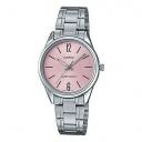 Часы CASIO Waterproof Stainless Steel Strap Quartz Pink Watch Dial Pink Analog, розовый Часы CASIO Waterproof Stainless Steel Strap Quartz Pink Watch Dial Pink Analog, розовый