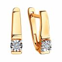 Золотые серьги с бриллиантами и родированием с алмазной гранью Золотые серьги с бриллиантами и родированием с алмазной гранью