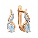 Золотые серьги с топазами и фианитами с родированием Золотые серьги с топазами и фианитами с родированием
