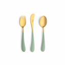 Набор столовых приборов Cutipol Alice celadon gold детский 3 предмета Набор столовых приборов Cutipol Alice celadon gold детский 3 предмета