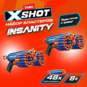 Набор бластеров ZURU X-SHOT Insanity Manic Blaster Безумие, 2 шт., игрушки для мальчиков, 36642 Набор бластеров ZURU X-SHOT Insanity Manic Blaster Безумие, 2 шт., игрушки для мальчиков, 36642
