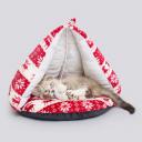 RURRI Домик мягкий с оленями для кошек и собак, 50х50х45 см, красный RURRI Домик мягкий с оленями для кошек и собак, 50х50х45 см, красный