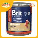 Влажный корм для собак всех пород Brit Premium говядина-печень Влажный корм для собак всех пород Brit Premium говядина-печень