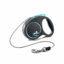 Рулетка для собак Flexi Black Design XS (до 8 кг) 3 м трос черный/голубой Рулетка для собак Flexi Black Design XS (до 8 кг) 3 м трос черный/голубой