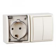 Блок розетка 2P+E 16A 250B + двухклавишный выключатель 10A 250B Simon 15 Aqua IP54 слоновая кость (1594515-031) Блок розетка 2P+E 16A 250B + двухклавишный выключатель 10A 250B Simon 15 Aqua IP54 слоновая кость (1594515-031)
