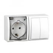 Блок розетка 2P+E 16A 250B + двухклавишный выключатель 10A 250B Simon 15 Aqua IP54 белый (1594515-030) Блок розетка 2P+E 16A 250B + двухклавишный выключатель 10A 250B Simon 15 Aqua IP54 белый (1594515-030)