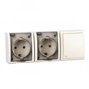 Блок розетка двойная 2x2P+E 16A 250B + проходной выключатель 10A 250B Simon 15 Aqua IP54 слон. кость (1594526-031) Блок розетка двойная 2x2P+E 16A 250B + проходной выключатель 10A 250B Simon 15 Aqua IP54 слон. кость (1594526-031)
