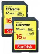 Карта памяти 16GB SanDisk SDSDXNE-016G-GNCI2 Extreme 90MB/s Class 10 UHS-I U3 2-pack Карта памяти 16GB SanDisk SDSDXNE-016G-GNCI2 Extreme 90MB/s Class 10 UHS-I U3 2-pack