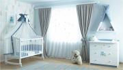 Детская комната Polini Плюшевые Мишки белый-синий: кровать 621+комод 3190 Детская комната Polini Плюшевые Мишки белый-синий: кровать 621+комод 3190