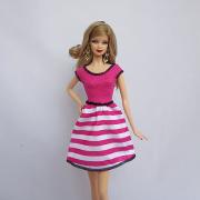 Вечеринка Платья Для Barbiedoll Цвет фуксии Полиэстер Платье Для Девичий игрушки куклы Вечеринка Платья Для Barbiedoll Цвет фуксии Полиэстер Платье Для Девичий игрушки куклы